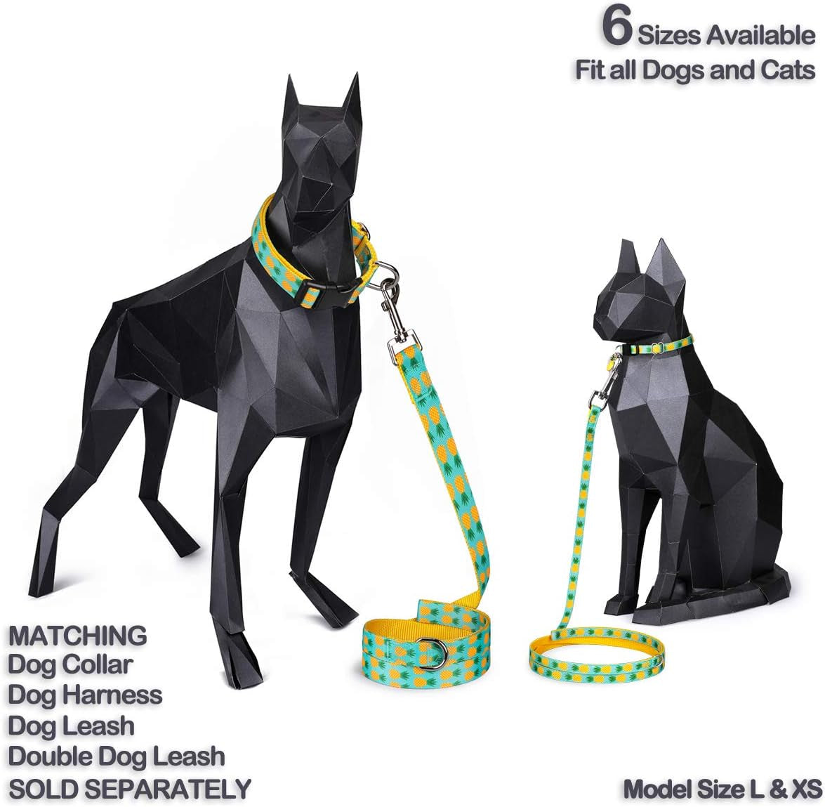 Pet Supplies, (Tropical Pineapple) Cat Collar, Dog Collar, Cat Leash, Dog Leash, Small Dog Collar, Medium Dog Collar, Large Dog Collar (Pet Collar, XXS)